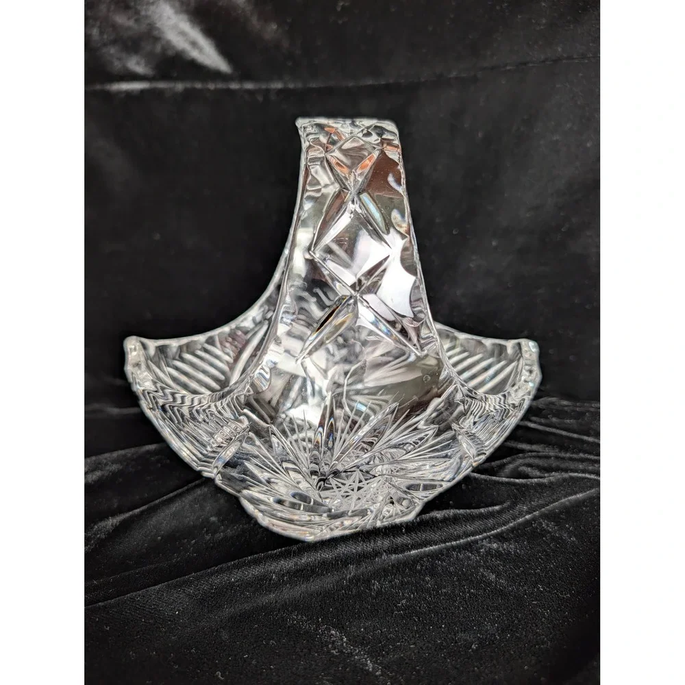 Vintage Bohemian Cut Crystal Basket 6